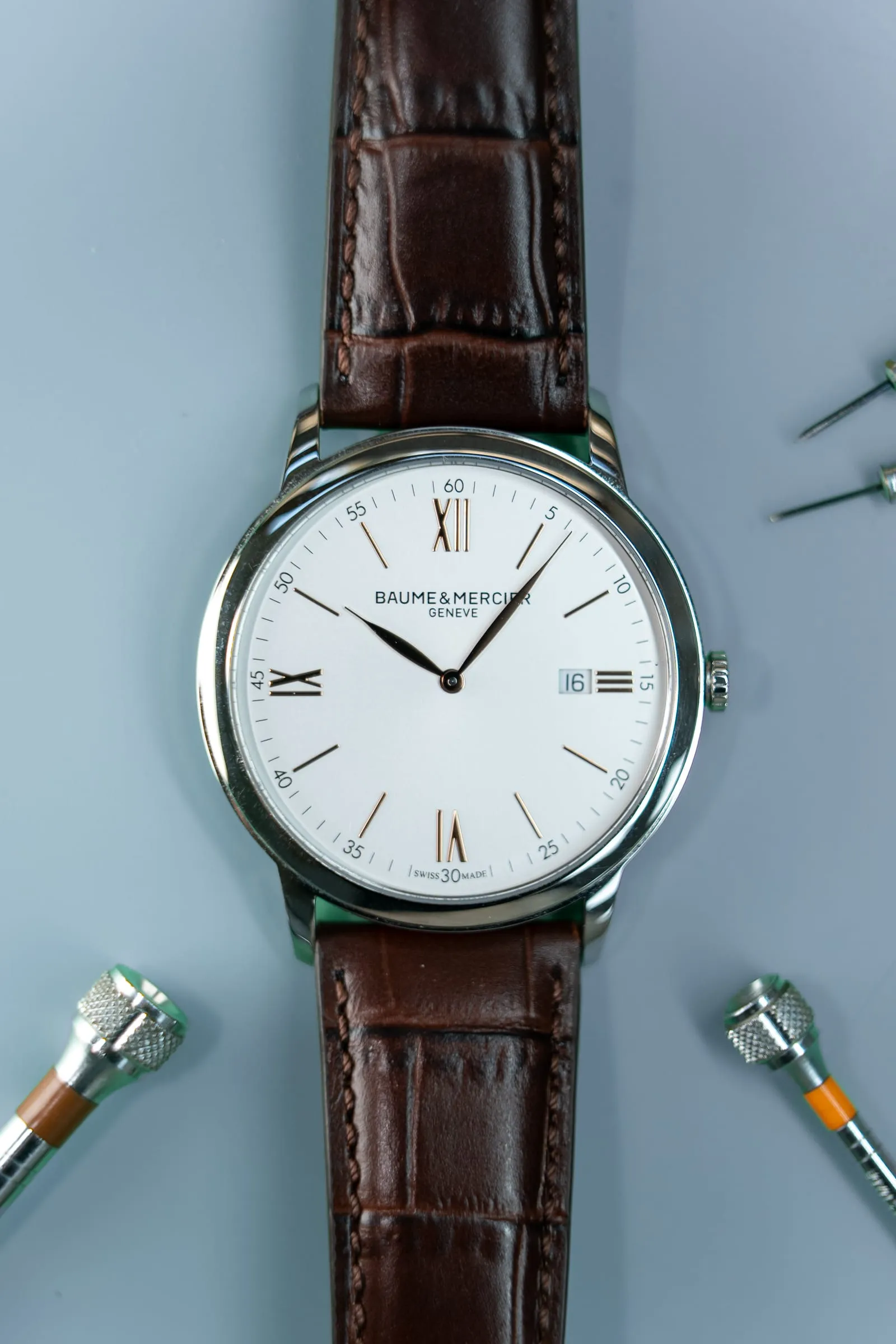 Baume & Mercier Classima on the bench at SwissMade