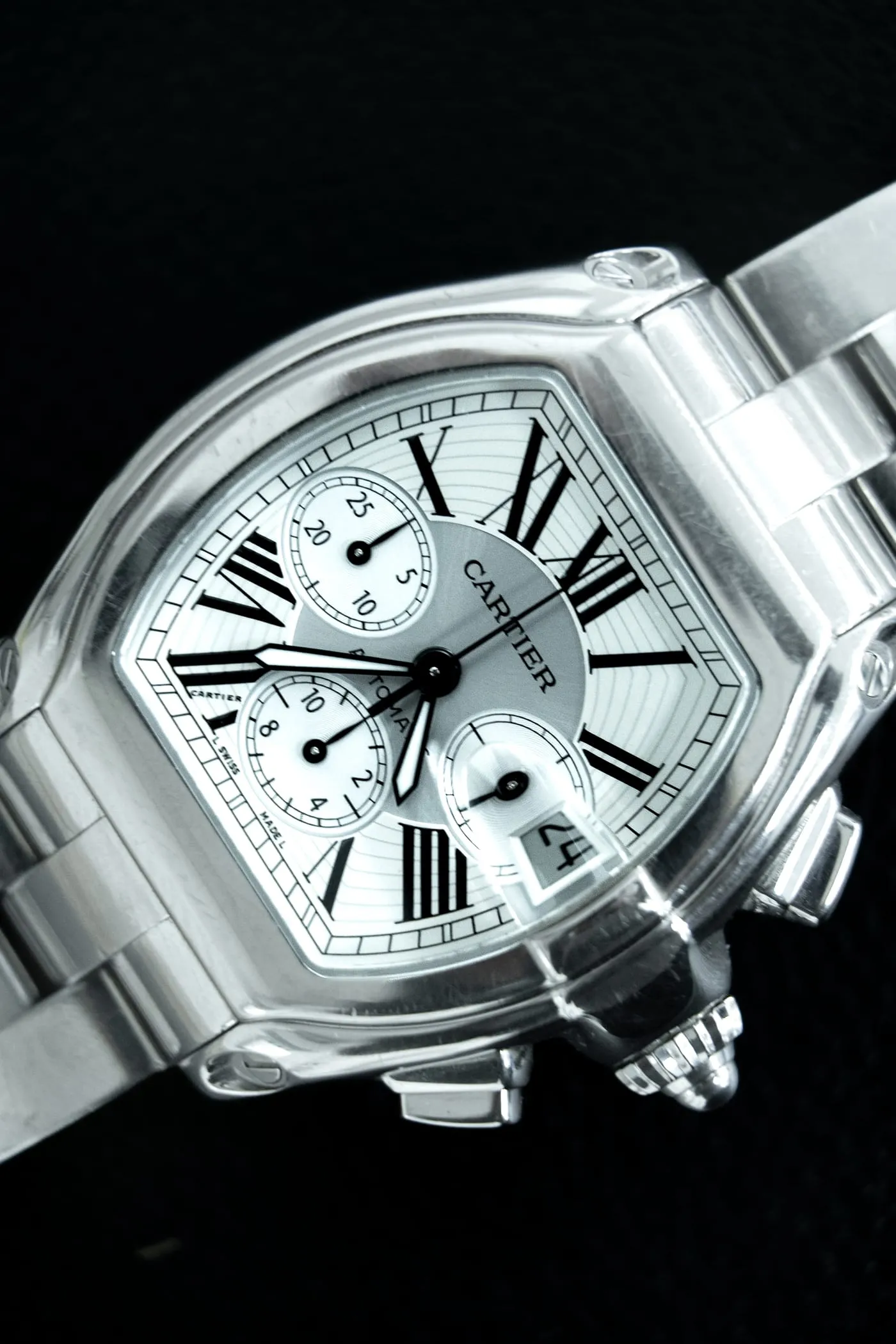 Cartier Roadster chronograph in steel at SwissMade